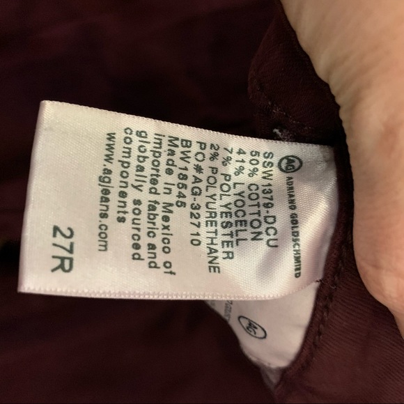 AG Jeans Farrah High Rise Skinny Jeans 27R Maroon 3188 - Picture 8 of 10